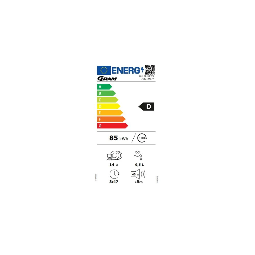 Gram OMI 60-38 T/1 - Opvaskemaskiner Til Integrering - Billede 2